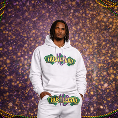 White HGC Jogger Set Mardi Gras Edition