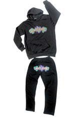 Black HGC Jogger Set Mardi Gras Edition
