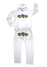 White HGC Jogger Set Mardi Gras Edition