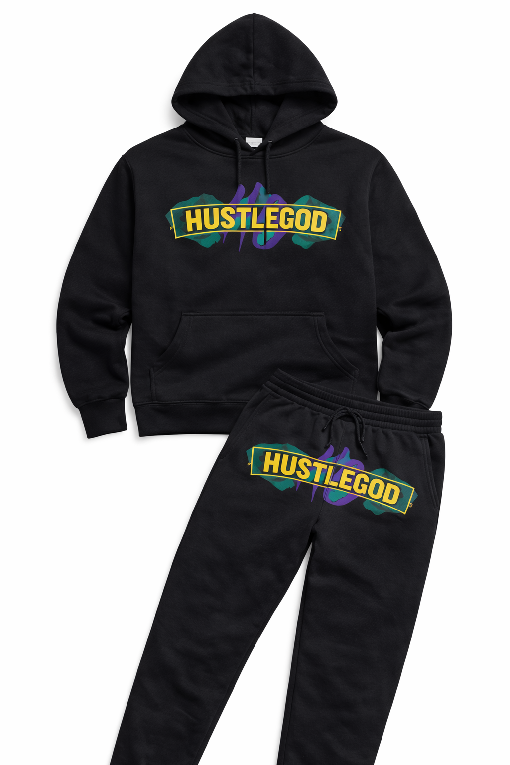 Black HGC Jogger Set Mardi Gras Edition
